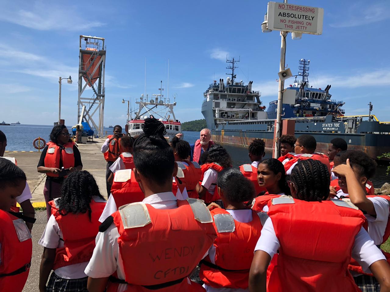 Caribbean Fisheries training and Development Institute. Captain Wild and the students.